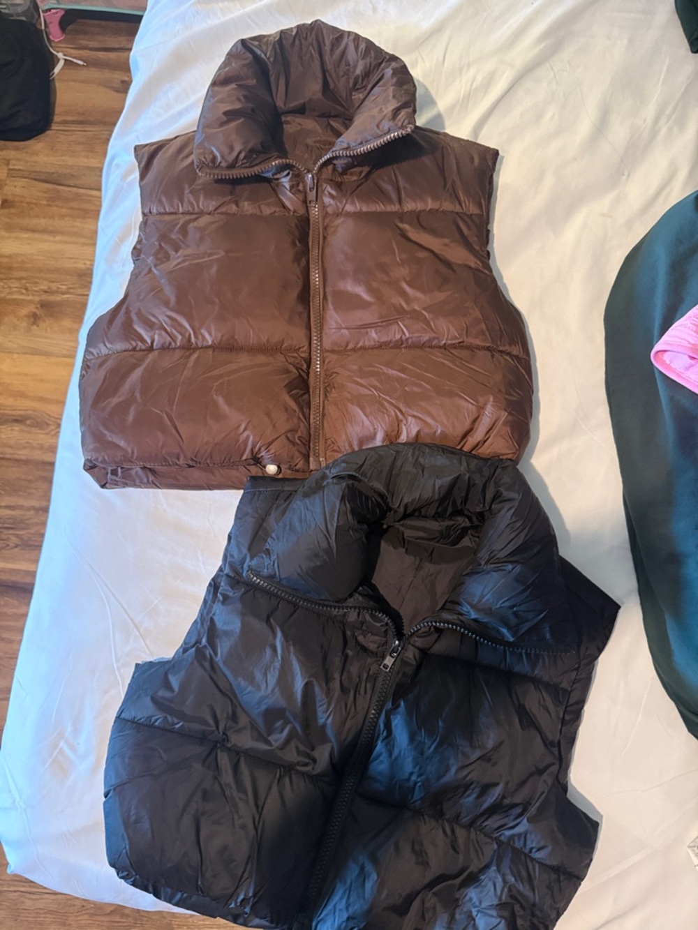 Amazon Women's Brown and Black Puffer Vest Duo